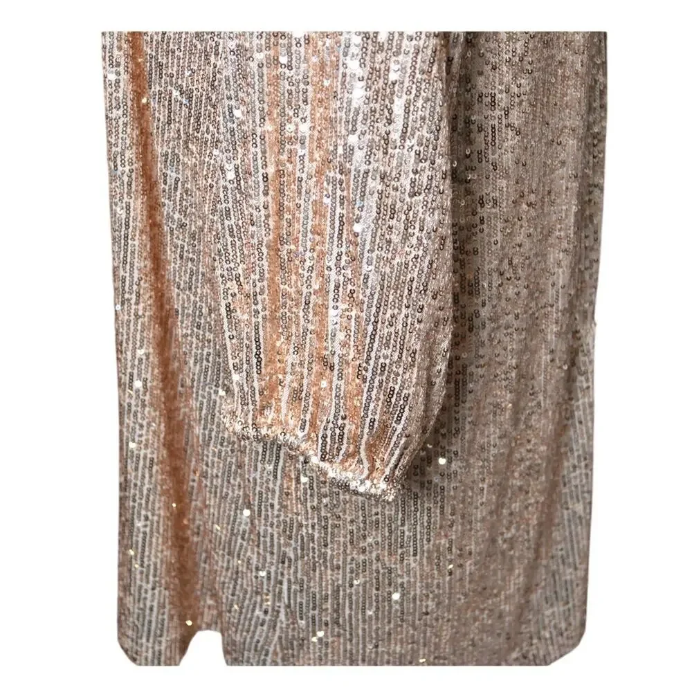 Preston & Yorke Gold Full Micro Sequin Shift Dress Knee Length NWT Size 18 Party